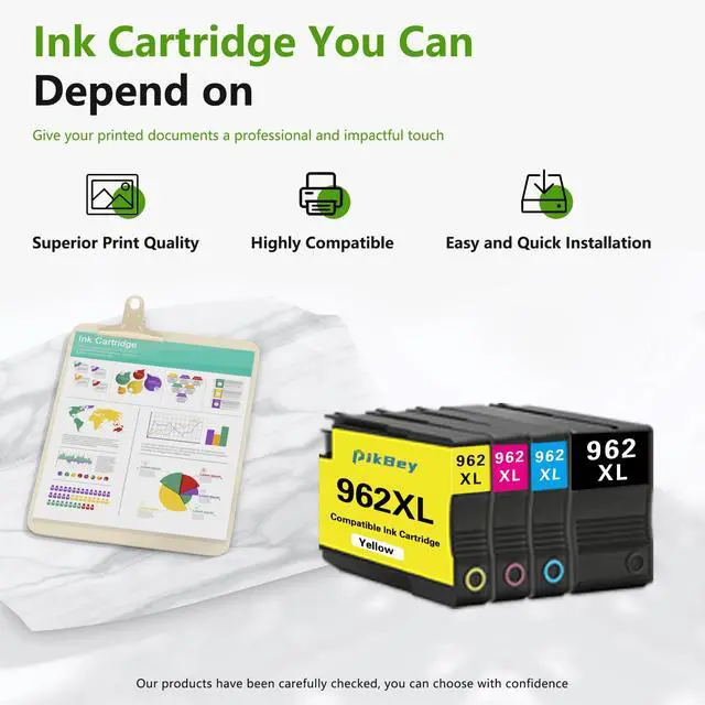 Alt view image 6 of 6 - 962XL High Yield Ink Cartridges Combo Pack (4-Pack, Black/Cyan/Magenta/Yellow) Compatible 962XL 962 XL Ink Cartridges Replacement for HP OfficeJet Pro 9010 9014 9015 9018 9020 9022 9025 9026 Printer