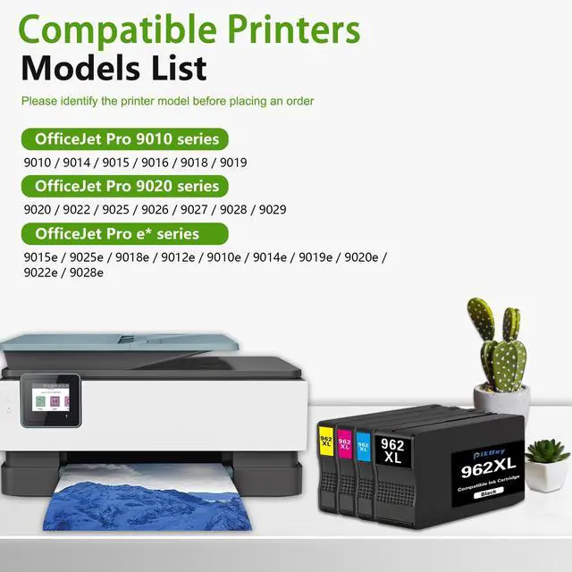 Alt view image 2 of 6 - 962XL Ink Cartridges Combo Pack High-Yield Replacement for HP hp962 962 XL Black, Cyan, Magenta, Yellow Ink Cartridges Work for OfficeJet Pro 9010 9015 9020 9018 9015e 9018e 9025e (4Pack)