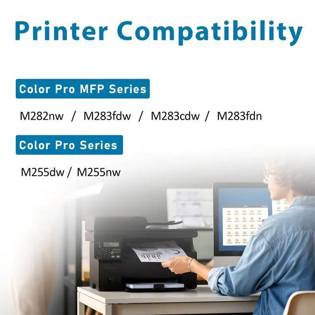 Alt view image 2 of 7 - 206A Toner Cartridges 4 Pack Set:M283fdw M283cdw Replacement for HP 206A 206X for Color Laserjet Pro MFP M283fdw M283cdw M283fdn M282nw Pro M255dw M255nw Printer Ink W2110A W2110X (B/C/Y/M)