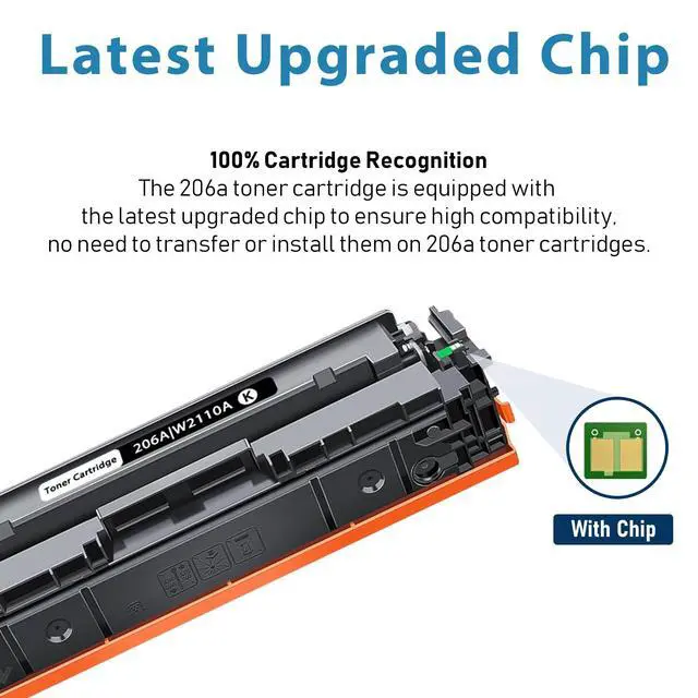 Alt view image 5 of 7 - 206A Toner Cartridges 4 Pack Set:M283fdw M283cdw Replacement for HP 206A 206X for Color Laserjet Pro MFP M283fdw M283cdw M283fdn M282nw Pro M255dw M255nw Printer Ink W2110A W2110X (B/C/Y/M)
