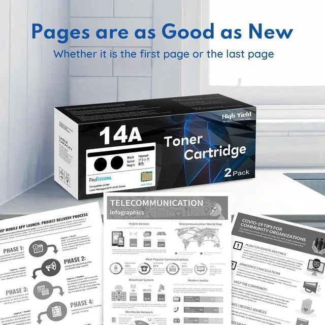 Alt view image 6 of 7 - 14A Black Toner Cartridge 2-Pack with Chip: Replacement for HP 14A Toner Cartridge CF214A 14X CF214X Works with Laser Enterprise M712 M712n M712xh M712dn M725 M725x M725f M725z M725dn Series Printer
