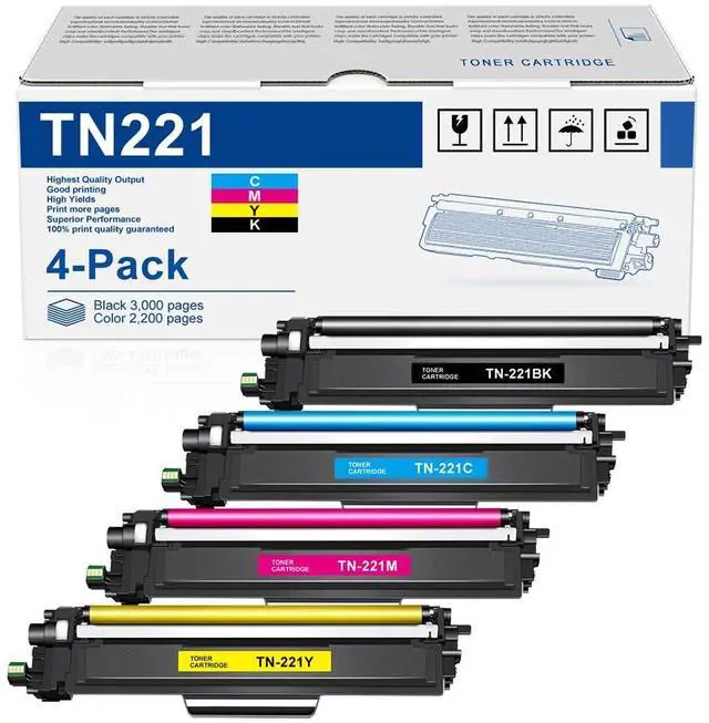 Main image of TN-221 TN221 Toner Cartridges 4 Pack Replacement for Brother 221 TN221 TN225 Toner Cartridges MFC-9330CDW MFC-9340CDW HL-3170CDW HL-3140CW MFC-9130CW Printer (1Black/1Cyan/1Magenta/1Yellow)