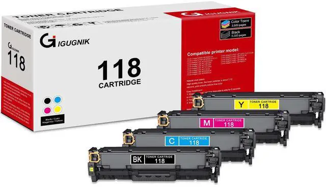 Main image of 4 Pack 118 2662B001 2661B001 2660B001 2659B001 BK/C/M/Y Toner Cartridge with Chip CRG-118 Compatible Replacement for Canon ImageClass MF8380Cdw MF722Cw MF727CDW MF722Cw LBP7200C LBP7600C Printer
