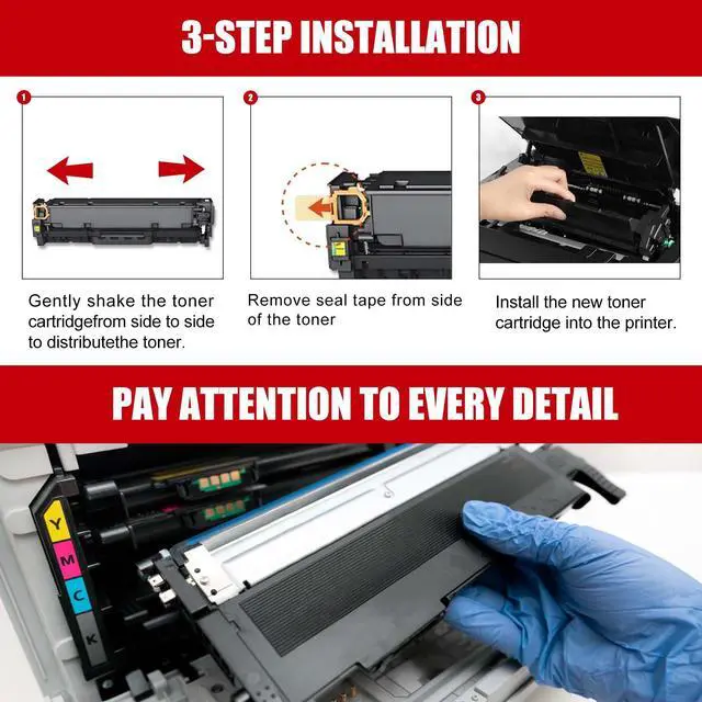 Alt view image 6 of 6 - 4 Pack 118 2662B001 2661B001 2660B001 2659B001 BK/C/M/Y Toner Cartridge with Chip CRG-118 Compatible Replacement for Canon ImageClass MF8380Cdw MF722Cw MF727CDW MF722Cw LBP7200C LBP7600C Printer
