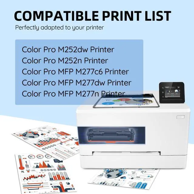 Alt view image 2 of 7 - 201A Toner Cartridges 4 Pack (with Chip) - CF400A Replacement for HP 201A Toner Color Laserj Pro M252dw, M252n; Color Laserj Pro MFP M277c6, M277dw, M277n Printer Ink