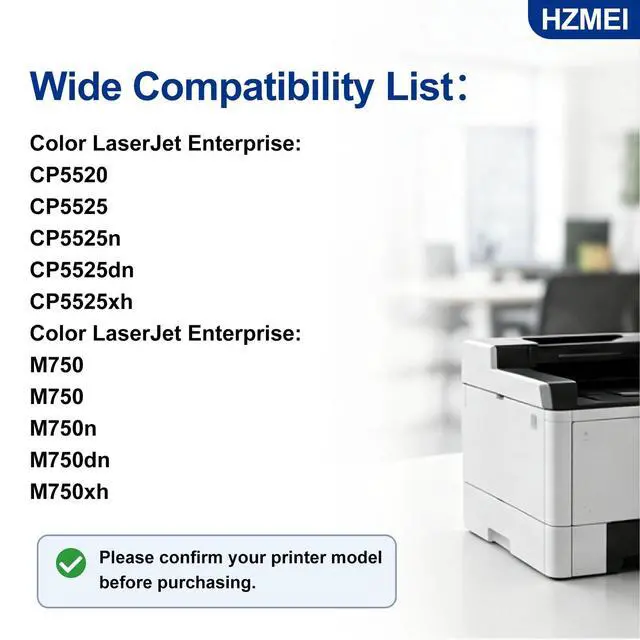 Alt view image 2 of 7 - 650A Toner Cartridge Replacement for HP Color Enterprise M750 M750dn M750n M750xh CP5525 CP5525dn CP5525n CP5525xh Printer, CE270A CE271A CE272A CE273A with New Chip 4-Pack