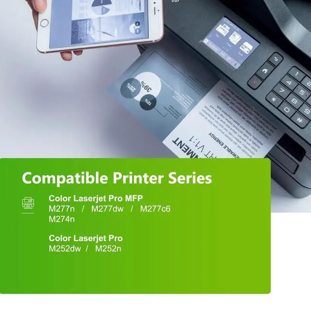 Alt view image 3 of 6 - 201X M277dw Toner Cartridge 5-Pack Replacement for HP 201X 201A Color Laser Jet Pro MFP M277dw M277c6 M252dw M252n M252 M277 M277n 277dw Ink Printer Black/Cyan/Magenta/Yellow