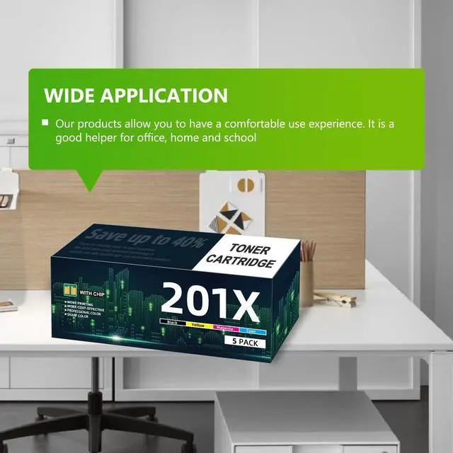 Alt view image 6 of 6 - 201X M277dw Toner Cartridge 5-Pack Replacement for HP 201X 201A Color Laser Jet Pro MFP M277dw M277c6 M252dw M252n M252 M277 M277n 277dw Ink Printer Black/Cyan/Magenta/Yellow