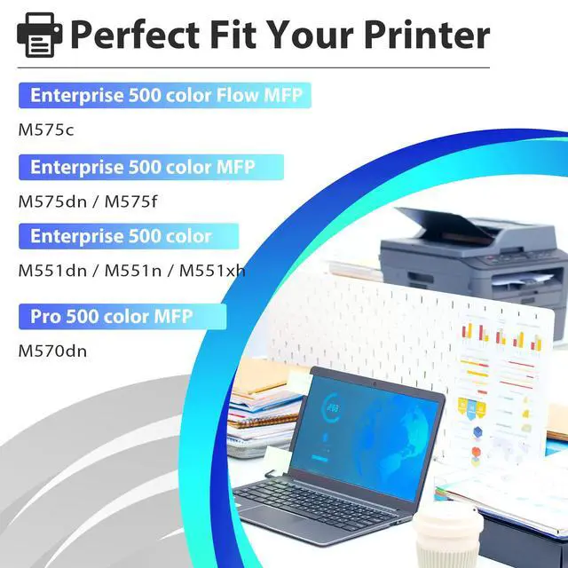 Alt view image 2 of 7 - 507A Toner Cartridge 4 Pack Replacement for HP 507A CE400A CE401A CE402A CE403A for Pro 500 Color MFP M570dn Enterprise 500 Color M575c M575dn M575f M551dn M551n M551xh Printer (507A 4-Pack with Chip)