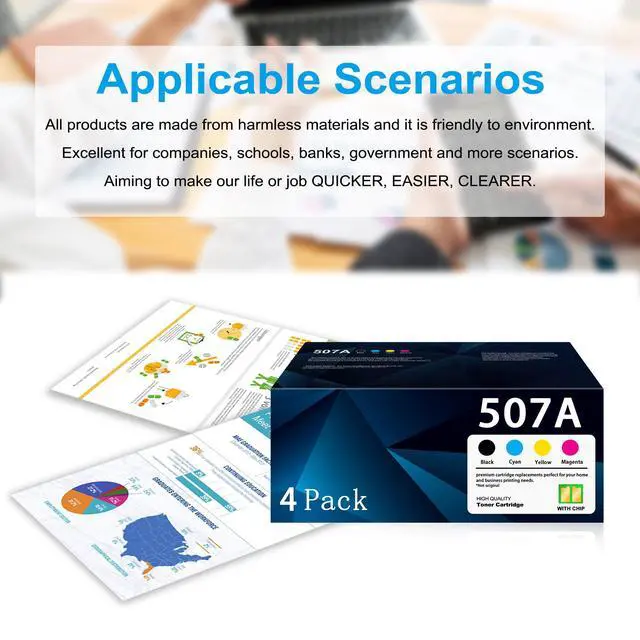 Alt view image 6 of 6 - 507A Toner Cartridge 4 Pack Replacement for HP 507A CE400A for Pro 500 Color MFP M570dn Enterprise 500 Color M575c M575dn M575f M551dn M551n M551xh Printer (Black Cyan Magenta Yellow)