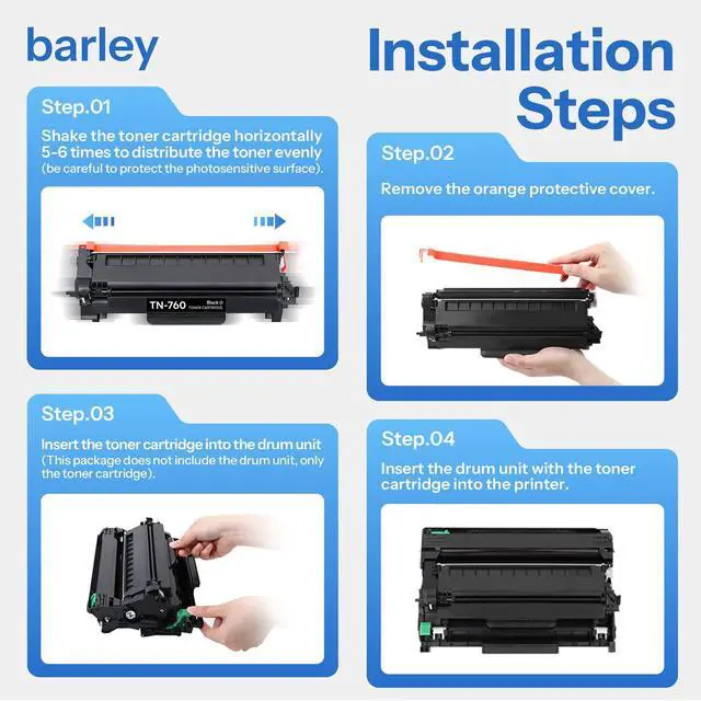 Alt view image 6 of 7 - TN760 TN-760 High Yield Black Toner Cartridge Compatible TN760 Toner Replacement for Brother TN760 TN-760 HL-L2350DW HL-L2370DW MFC-L2710DW DCP-L2550DW Toner Printer (4 Pack)