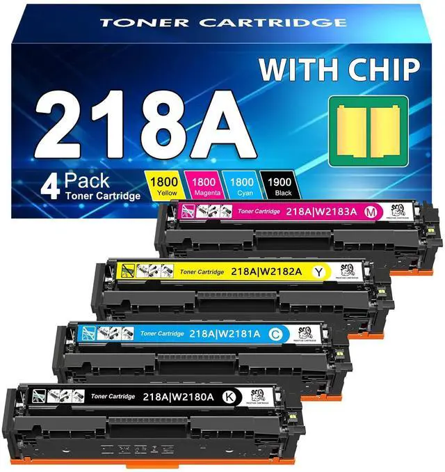 Main image of 218A Toner Cartridges 4 Pack (with Chip) W2180A W2181A W2182A W2183A: Replacment for HP 218A 218X 3301fdw Toner Works with Color Laserjet Pro MFP 3301fdw 3201dw 3301cdw 3301sdw 3301 3201 Printer Ink