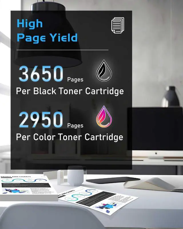 Alt view image 3 of 7 - 206X Toner Cartridges 4 Pack High Yield with Chip Replacement for HP 206X Toner for Color MFP m283fdw M283cdw M283fdn M255nw M255dw M255dn M282nw Printer (BCMY)