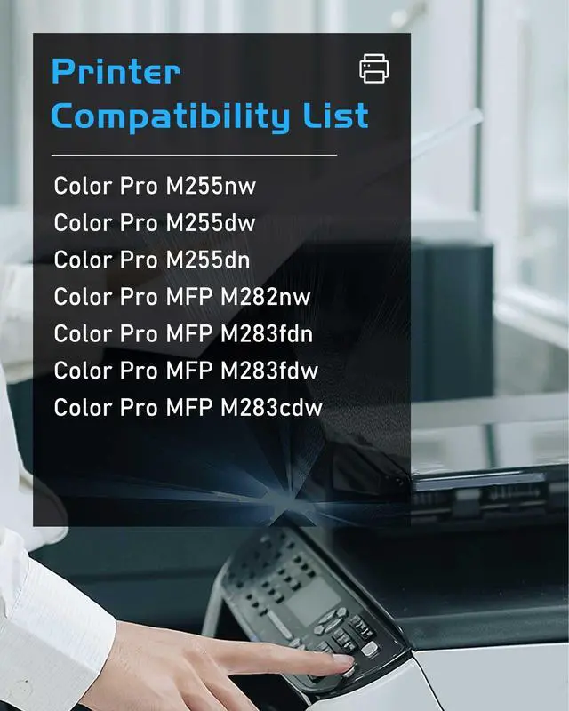 Alt view image 2 of 7 - 206X Toner Cartridges 4 Pack High Yield with Chip Replacement for HP 206X Toner for Color MFP m283fdw M283cdw M283fdn M255nw M255dw M255dn M282nw Printer (BCMY)