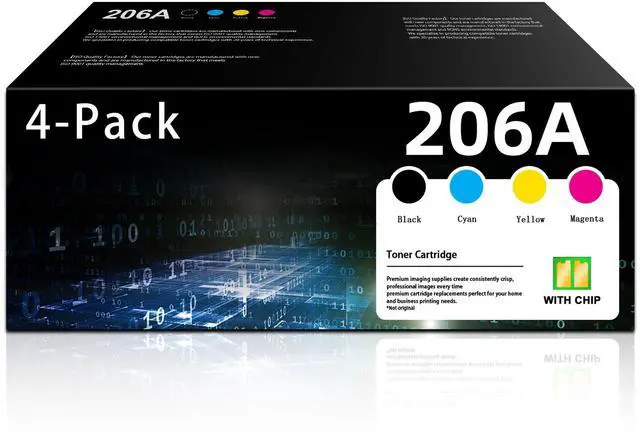 Main image of 206A Toner Cartridges 4 Pack - (with Chip) Replacement for HP 206A Color Pro MFP M283fdw M283cdw M283fdn M282nw Pro M255dw M255dn M255nw Printer Ink 206A
