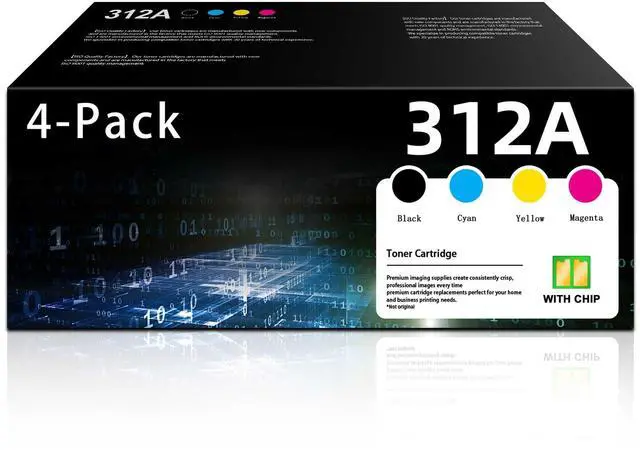 Main image of 312A Toner - 4 Pack (with Chip) Replacement for HP 312A Toner Cartridges for Color Pro MFP M476dw M476dn M476nw Printer Ink 312A | Black, Cyan, Magenta, Yellow