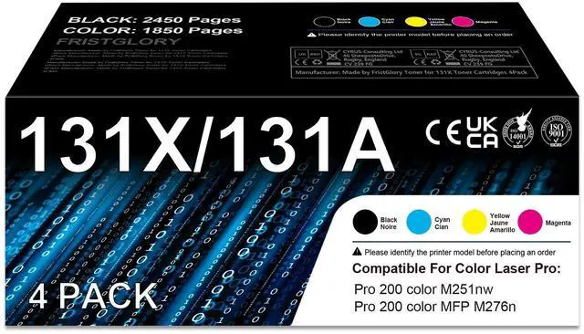 Main image of 131X Toner Cartridge 4 Pack Replacement for HP 131X 131A Toner Cartridges Works with Laser Pro 200 Color M251nw Pro 200 Color MFP M276nw Printer (BK/C/M/Y)