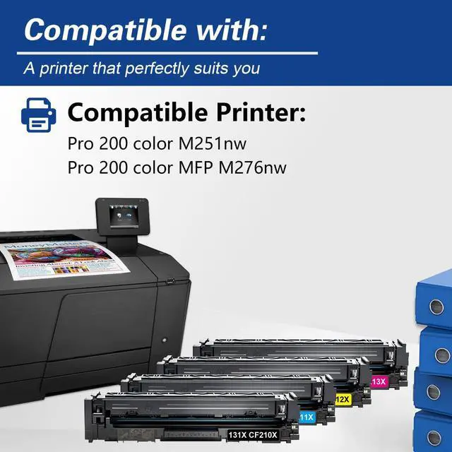 Alt view image 2 of 6 - 131X Toner Cartridge 4 Pack Replacement for HP 131X 131A Toner Cartridges Works with Laser Pro 200 Color M251nw Pro 200 Color MFP M276nw Printer (BK/C/M/Y)