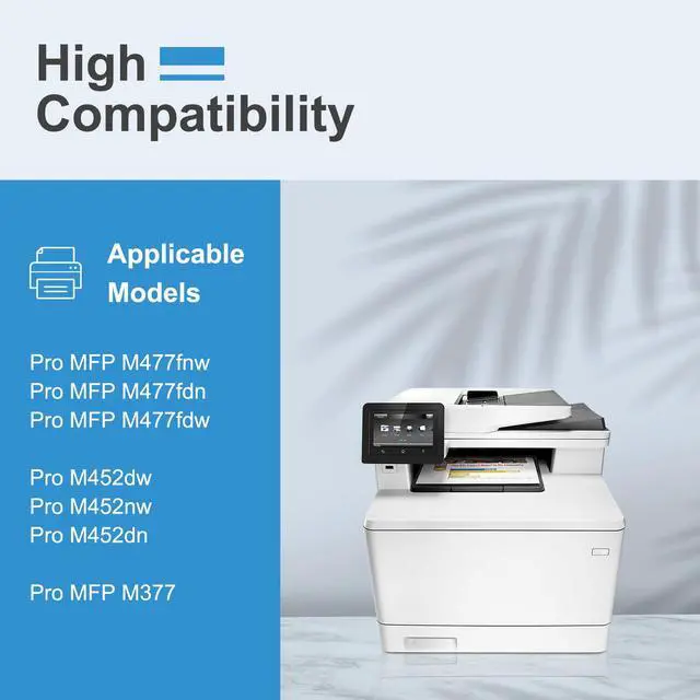 Alt view image 3 of 7 - 410X High-yield Toner Cartridges 4-Pack (BK/C/M/Y) Replacement for HP 410X Toner, Compatible with Color Pro MFP M477 Series, Pro M452 Series, Pro MFP M377dw Printer (CF410X, CF411X, CF412X, CF413X)