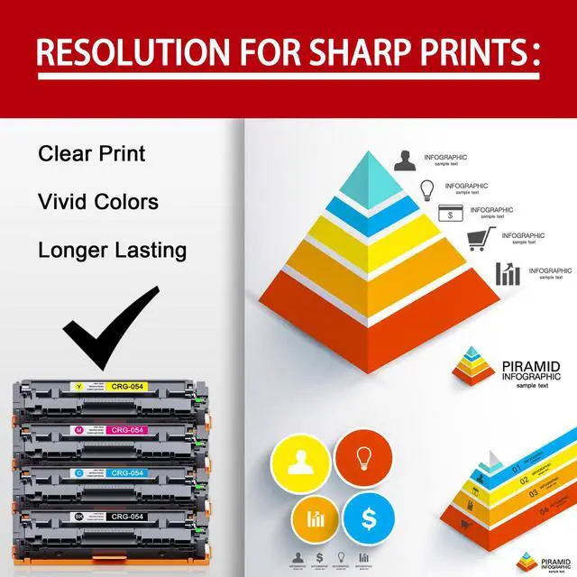 Alt view image 4 of 7 - 054 Toner Cartridge Set Replacement for Canon 054 054H CRG-054 for Color imageCLASS MF644Cdw MF642Cdw LBP622Cdw MF641Cw Printer 4 Pack High Yield Ink (Black Cyan Yellow Magenta)