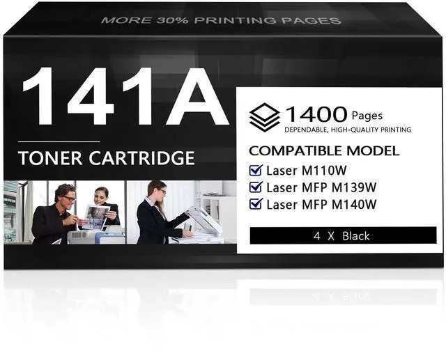 Main image of 141A Toner Cartridge (4-Pack,Black) Compatible 141A 141X Toner Cartridges Replacement for HP Laser M110w MFP M139w M140w Printer | W1410A