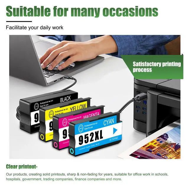 Alt view image 7 of 7 - 952XL High Yield Ink Cartridges Combo Pack Replacement for HP 952XL 952 Ink Cartridge Work with OfficeJet Pro 8710 7740 8720 8715 8210 8703 OfficeJet 8702 Printers (Black Cyan Magenta Yellow 4-Pack)