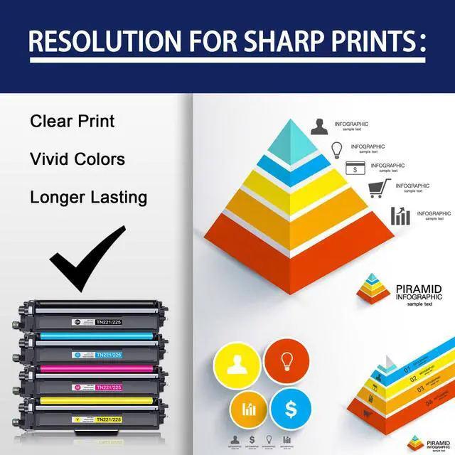 Alt view image 4 of 7 - TN221 TN225 High-Yield Toner Cartridge 4-Pack: Compatible Replacement for Brother TN221 TN225 | Works with MFC-9130CW HL-3170CDW HL-3140CW HL-3180CDW MFC-9330CDW (1BK,1C,1M,1Y)