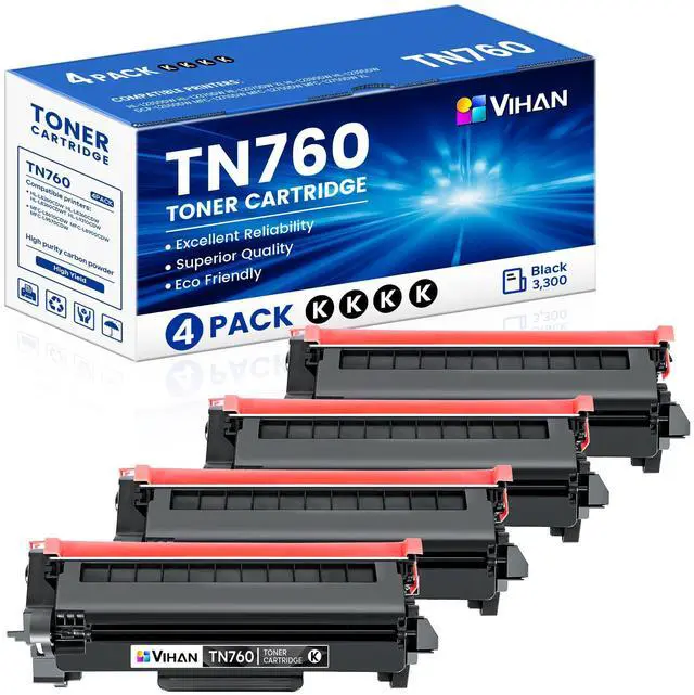 Main image of TN760 High Yield Black Toner Cartridge Replacement for Brother TN-760 TN 760 MFC-L2710DW MFC-L2750DW DCP-L2550DW HL-L2350DW HL-L2370DW Toner Printer (4 Pack)
