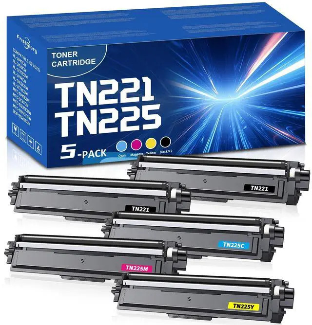 Main image of TN221 TN225 Toner Cartridge High Yield Replacement for Brother TN-221 TN-225 Compatible with MFC-9130CW HL-3170CDW HL-3140CW HL-3180CDW MFC-9330CDW Printer (5-Pack, 2Black/1Cyan/1Magenta/1Yellow)