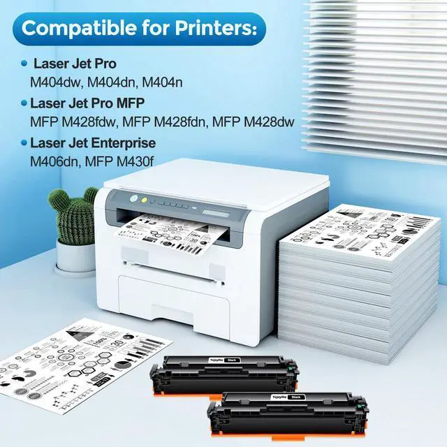 Alt view image 2 of 7 - 58X CF258X Toner Cartridge Black Laser Jet Pro M404dw High Yield Compatible for HP 58X 58A CF258A Toner Cartridge Compatible for M406dn MFP M430f M404dn M404n MFP M428fdw MFP M428fdn Printer (2 Pack)
