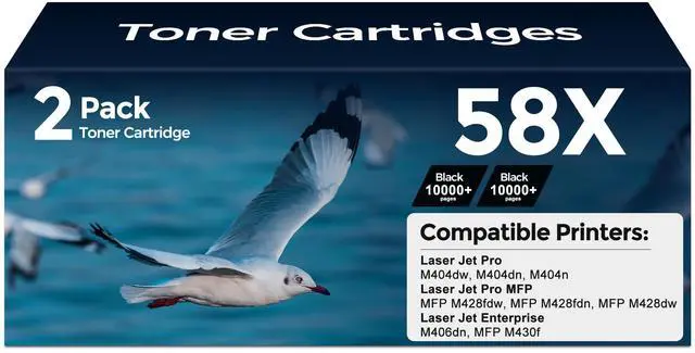 Main image of 58X CF258X Toner Cartridge Black Laser Jet Pro M404dw High Yield Compatible for HP 58X 58A CF258A Toner Cartridge Compatible for M406dn MFP M430f M404dn M404n MFP M428fdw MFP M428fdn Printer (2 Pack)