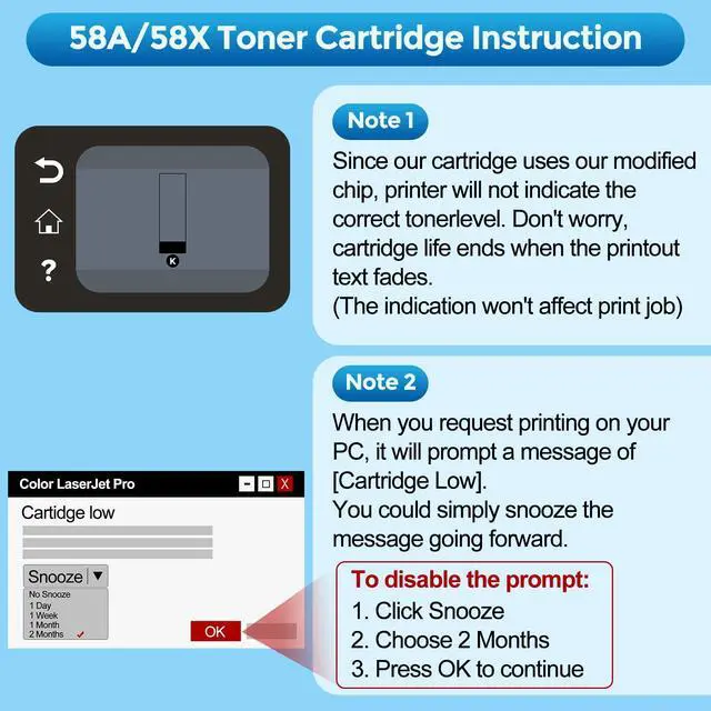 Alt view image 6 of 7 - 58X CF258X Toner Cartridge Black Laser Jet Pro M404dw High Yield Compatible for HP 58X 58A CF258A Toner Cartridge Compatible for M406dn MFP M430f M404dn M404n MFP M428fdw MFP M428fdn Printer (2 Pack)