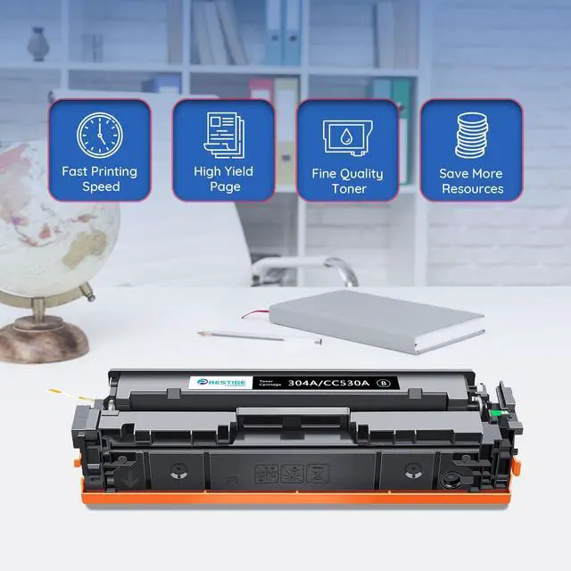 Alt view image 6 of 7 - 304A Toner Cartridge (4 Pack) Remanufactured with Chip Replacement for HP 304A Color for Laser Jet CP2025 CP2025n CP2025dn CP2025x CM2320n CM2320fxi CM2320nf MFP Printer| CC530A CC531A CC532A CC533A