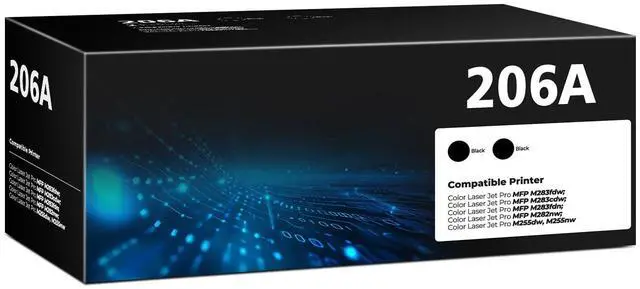Main image of W2110A 206A Black Toner Cartridges for Laser Jet M283fdw M283cdw M255dw Compatible for HP 206A 206X W2110A Compatible with Color Laser Jet Pro MFP M283fdw M283cdw M283fdn Pro M255dw M255nw Printer