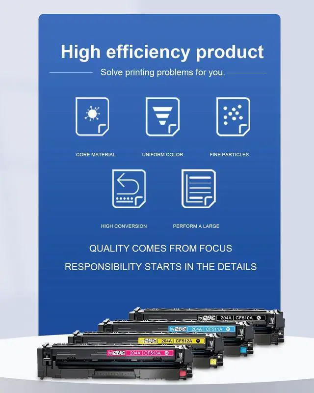 Alt view image 5 of 6 - 204A Toner Cartridges 4 Pack(BK/C/M/Y): Compatible CF510A CF511A CF512A CF513A Toner Replacement for HP 204A M180 M180nw M180n M181 M181fw M180fw M154 M154nw M154a Printer