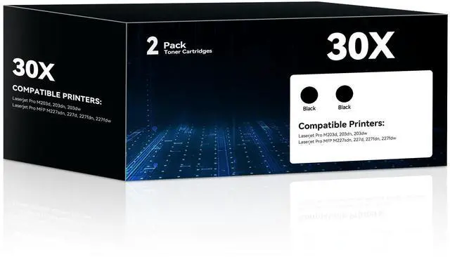 Main image of 30X CF230X Toner Cartridges 2 Black Compatible for HP 30X CF230X 30A CF230A High Yield Toner Cartridges Compatible for LaserJet Pro MFP M227fdw M203dn M203dw M227fdn M227sdn M203d M227 M203 Printer