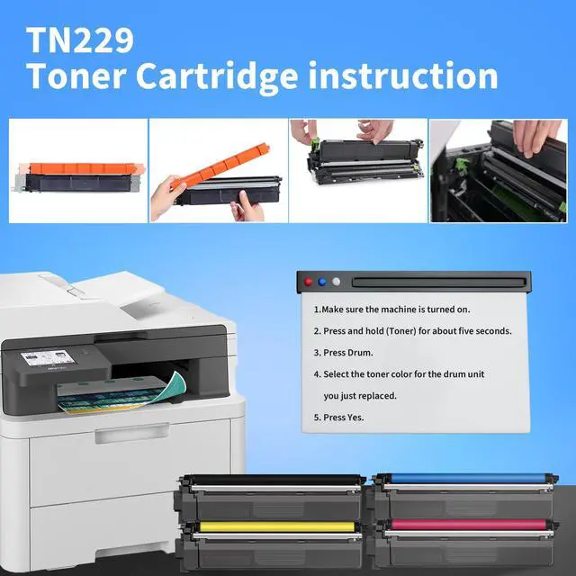 Alt view image 6 of 6 - TN229 TN-229 Toner Cartridge 4 Pack Replacement for Brother TN229BK TN229C TN229M TN229Y Toner Cartridge for MFC-L3720CDW MFC-L3780CDW HL-L3300CDW HL-L3220CDW HL-L3280CDW Printer, TN2294PK