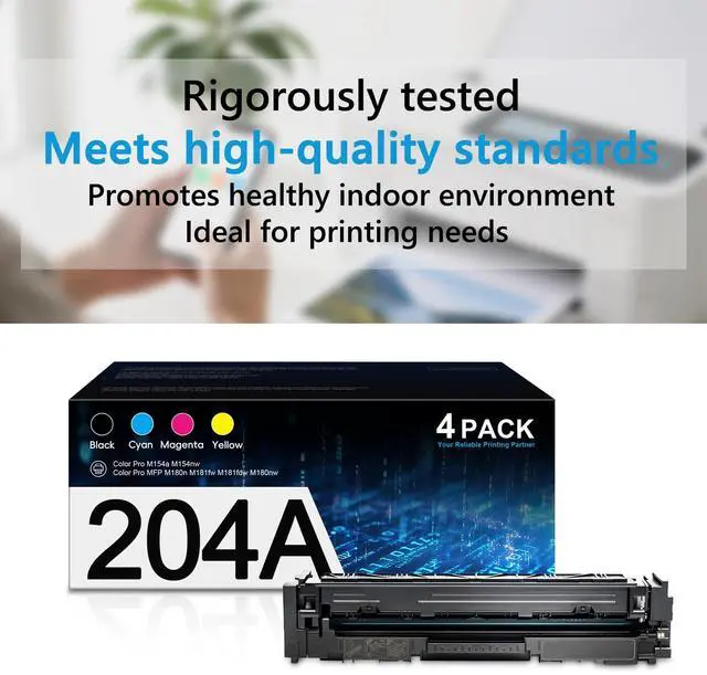 Alt view image 6 of 7 - 204A Toner Cartridge 4 Pack CF510A CF511A CF512A CF513A Replacement for HP 204A for Color Pro M154a M154nw MFP M180fw M180n M180nw M181fw Printer (Black Cyan Yellow Magenta)