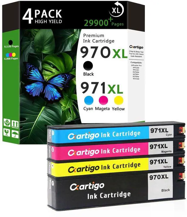 Main image of 970XL 971XL High Yield Ink Cartridges Compatible for Combo Pack HP 970 971 Replacement for Officejet Pro X451dw X451dn X476dw X476dn X576dw X551dw Printers (Black/Cyan/Magenta/Yellow 4-Pack)