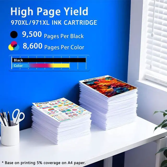 Alt view image 3 of 6 - 970XL 971XL High Yield Ink Cartridges Compatible for Combo Pack HP 970 971 Replacement for Officejet Pro X451dw X451dn X476dw X476dn X576dw X551dw Printers (Black/Cyan/Magenta/Yellow 4-Pack)