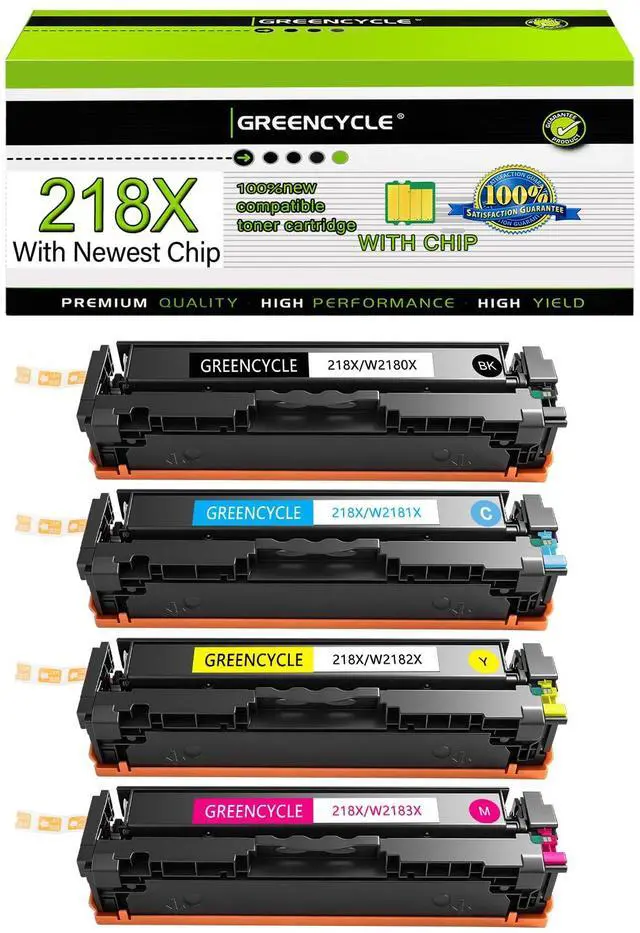 Main image of 218X (with Newest Chip) high Yield Compatible Toner Cartridge Replacement for HP 218X W2180X W2181X W2182X W2183X Color Laser Jet 3301fdw 3301sdw 3301cdw 3201dw Printer (Bk/C/Y/M 4-Pack)