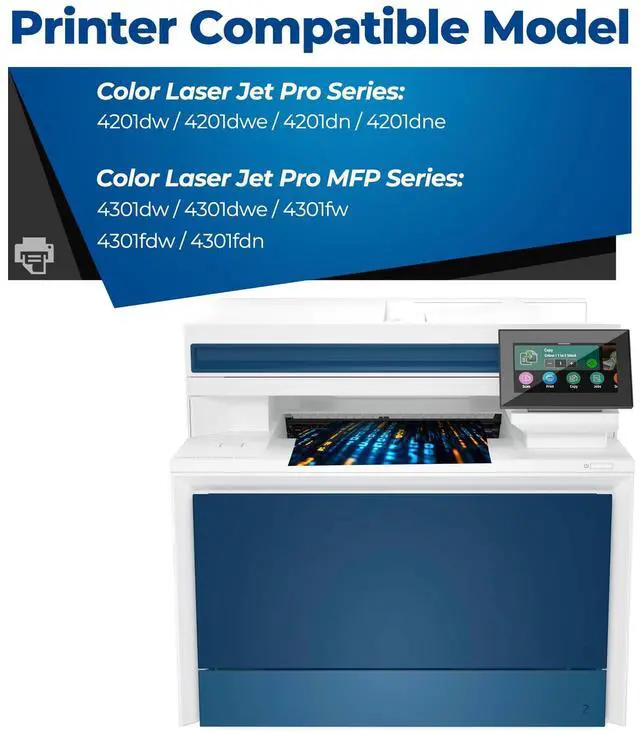 Alt view image 2 of 7 - 210A Toner Cartridge Color Laser Jet MFP 4301fdw Compatible for HP 210A 210X Toner Cartridges 4 Pack for HP210A HP210X Work With Color Laser Jet Pro MFP 4301fdw 4301dw 4301fdn 4201dw 4201dn Printer