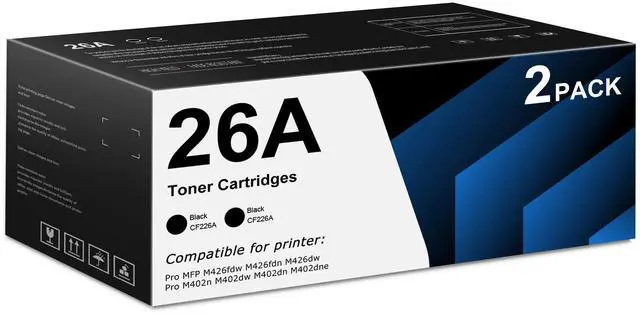 Main image of 26A CF226A Toner Cartridges 2 Pack Replacement for HP 26A Black Work with Pro MFP M426fdw M426fdn M426dw Pro M402dn M402dne M402dw M402n Printer