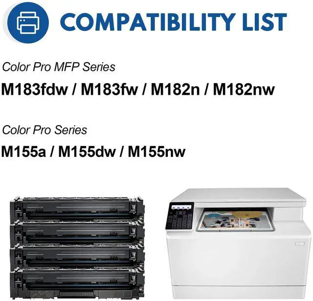 Alt view image 2 of 7 - 215A Toner Cartridges 4 Pack Set Replacement for HP 215A Work with Color Pro MFP M183fdw M183fw M182nw M182n Color Pro M155dw M155nw M155a Printer