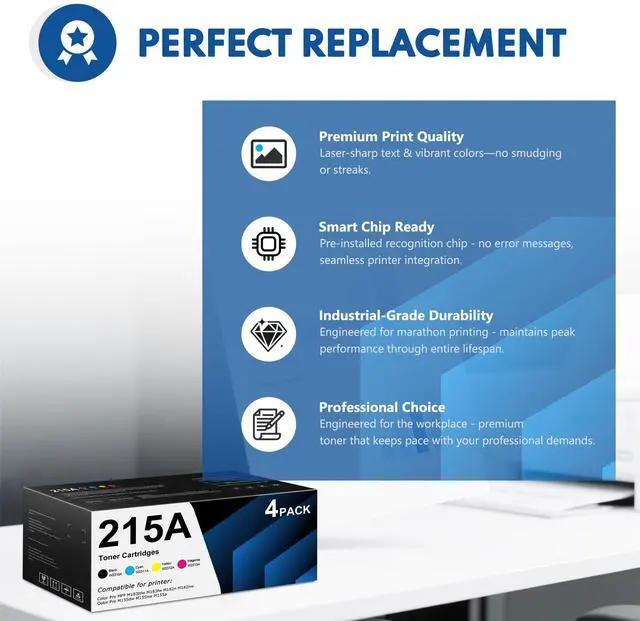 Alt view image 5 of 7 - 215A Toner Cartridges 4 Pack Set Replacement for HP 215A Work with Color Pro MFP M183fdw M183fw M182nw M182n Color Pro M155dw M155nw M155a Printer