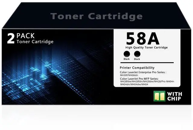Main image of 58A Black Toner Cartridge with Chip Compatible with HP 58A CF258A 58X CF258X Replacement for HP Color Laser Jet Pro MFP M428fdw M404n M428fdn M404dn M430 Printer (3000 Pages, 2 Pack)