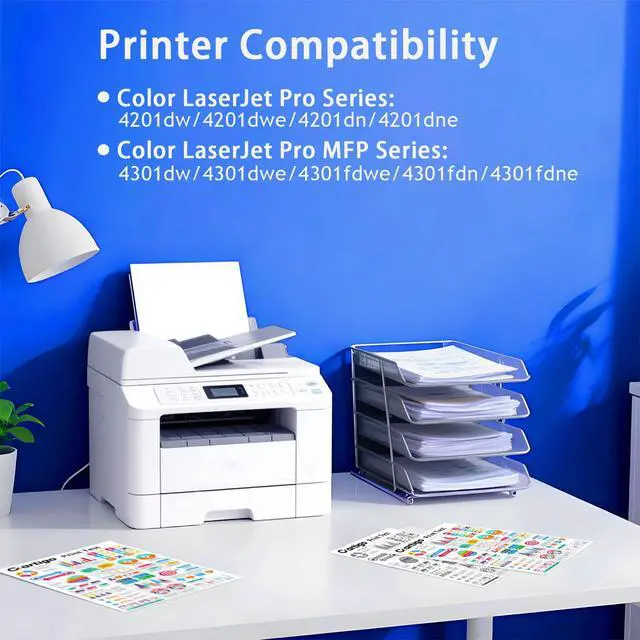 Alt view image 2 of 7 - 210A Toner Cartridge 4 Pack with Chip Compatible with HP 210A 210X W2100A W2101A W2102A W2103A Replacement for HP Color Laser Jet Pro MFP 4201dw 4201dn 4301dw 4301fdwe 4301fdn Printer (BK/C/M/Y)