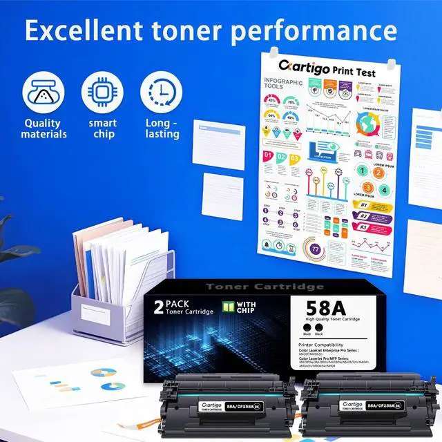 Alt view image 5 of 7 - 58A Black Toner Cartridge with Chip Compatible with HP 58A CF258A 58X CF258X Replacement for HP Color Laser Jet Pro MFP M428fdw M404n M428fdn M404dn M430 Printer (3000 Pages, 2 Pack)
