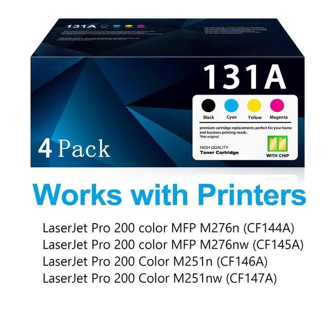Alt view image 2 of 6 - 131A Toner Cartridge (4-Pack) Set - Replacement for HP 131A 131X CF210A CF210X for Pro 200 Color MFP M276nw M251nw M276n M251n Ink Printer Toner (131a Black Cyan Magenta Yellow, with Chip)