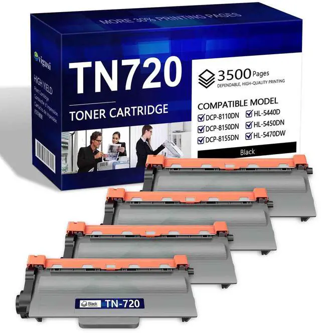 Main image of TN-720 TN720 Toner Cartridge 4-Pack Black Replacement for Brother TN750 TN-750 TN720 TN-720 HL-5450DN HL-5470DW HL-6180DW MFC-8710DW MFC-8910DW MFC-8950DW